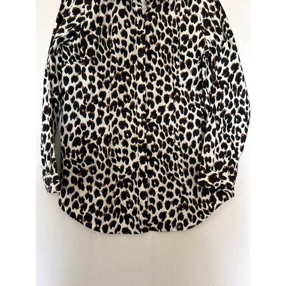 Christopher & Banks Blouse Long Sleeve Animal Print Button Down Top Small - Picture 3 of 10
